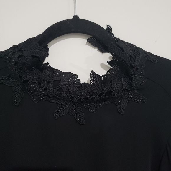Zara Basic High Neck Ballon sleeves sheer Blact Top Size Small - Picture 13 of 13